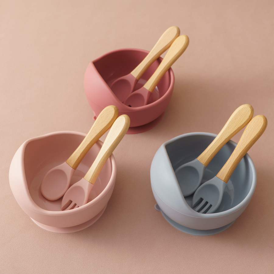Baby Food Set - 3 шт., силиконовая детская миска для