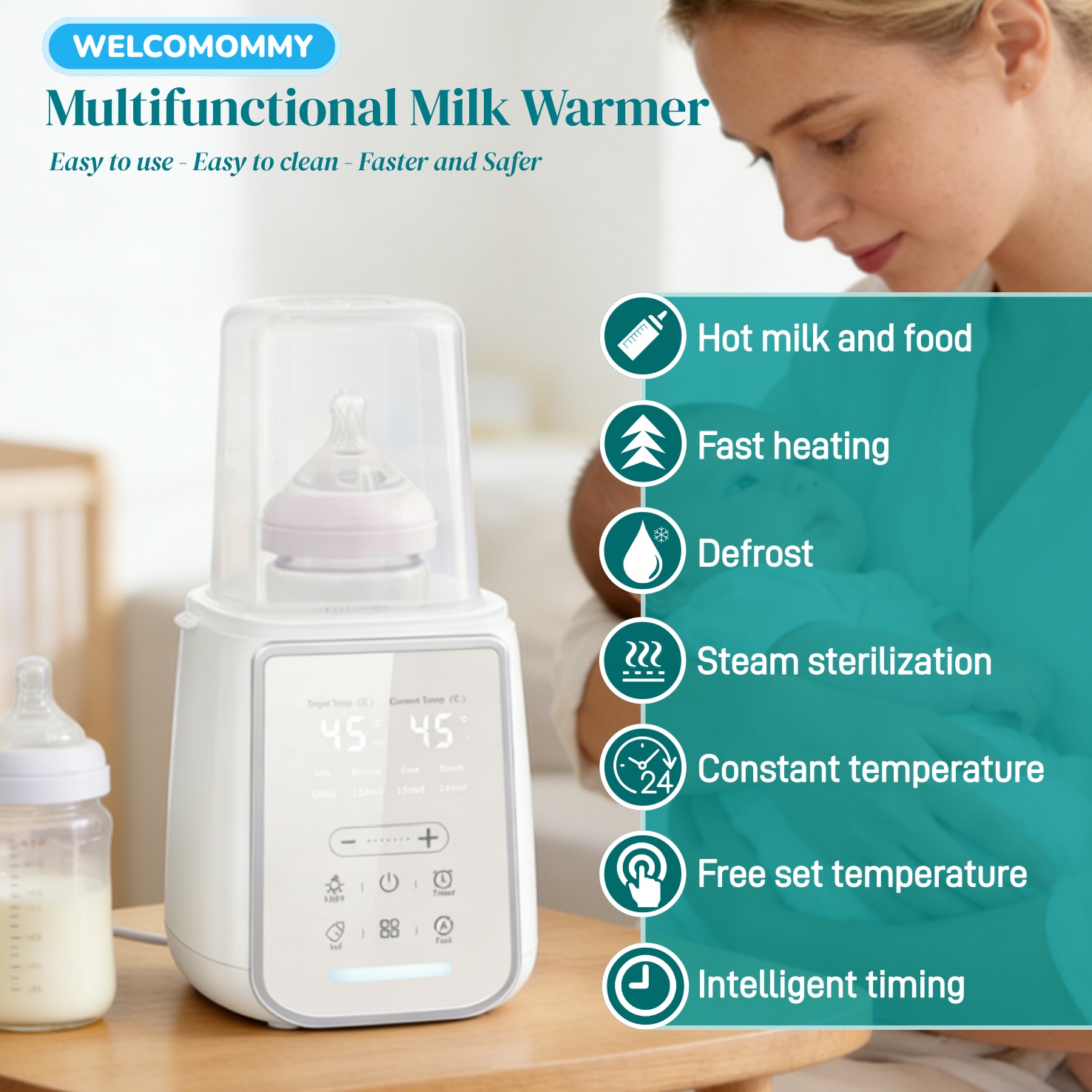 Baby Food Warmer - 8в1 детская бутылочка, подогреватель грудного молока,