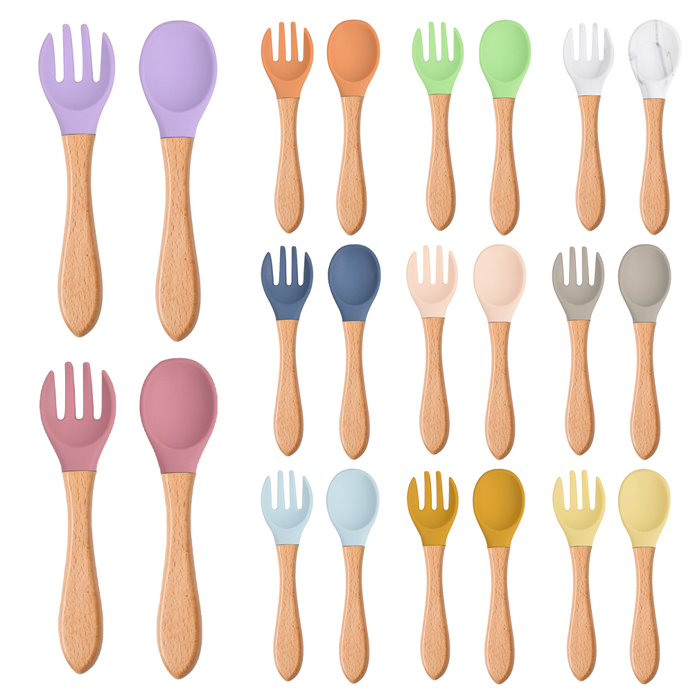 Baby Food Dispensing Spoon - 2 шт./компл., детская силиконовая ложка, вилка